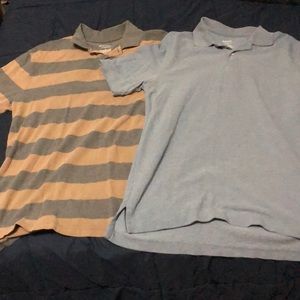 polo shirts, L brown stripe and M light blue